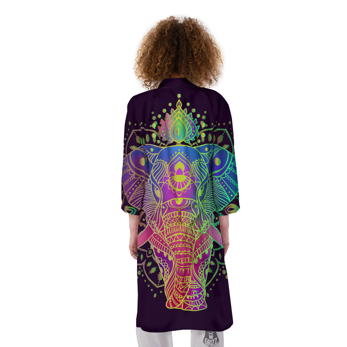Hippie Elephant Indian Boho Print Kimono-grizzshop
