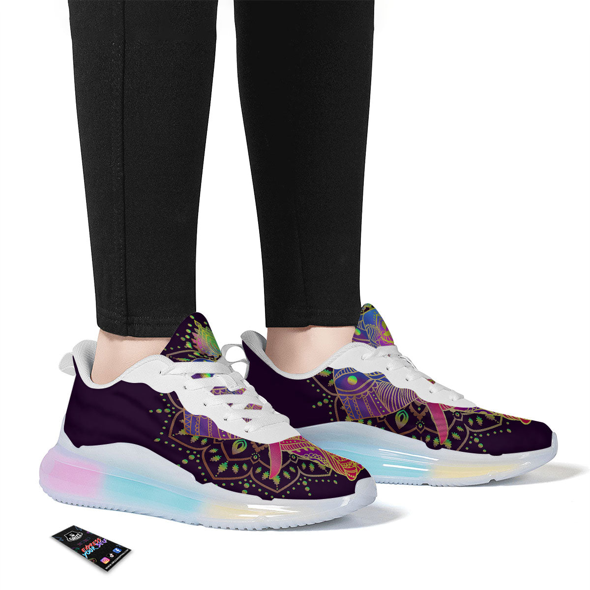 Hippie Elephant Indian Boho Print Running Sneakers-grizzshop