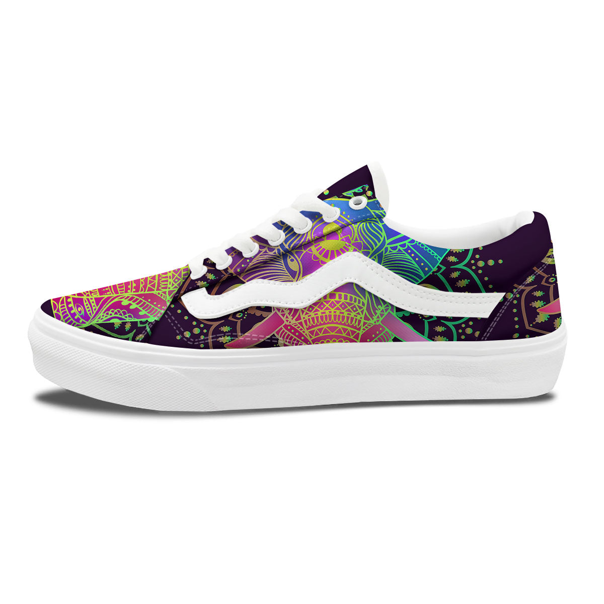 Hippie Elephant Indian Boho Print Skate Shoes-grizzshop
