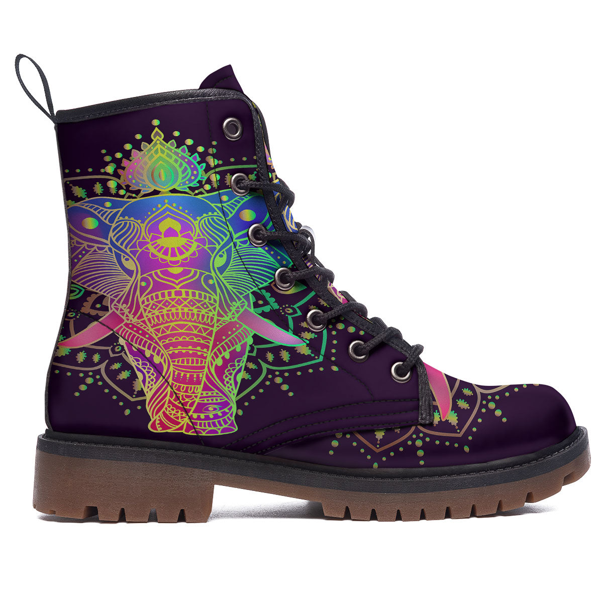 Hippie Elephant Indian Boho Print Work Boots-grizzshop