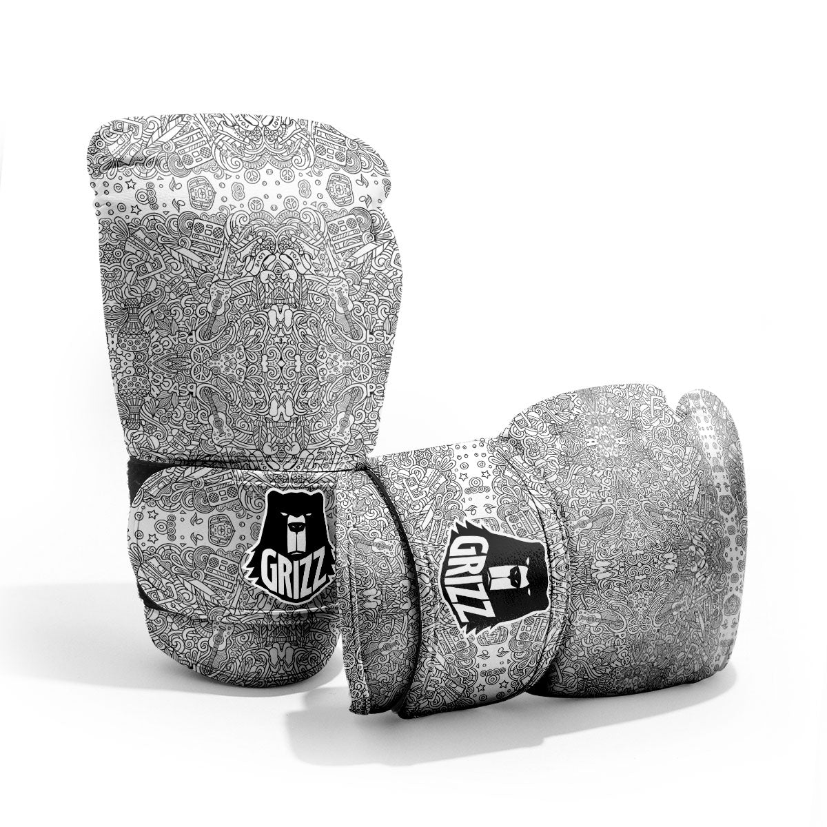 Hippie Graffiti Monochrome Print Pattern Pro Boxing Glove