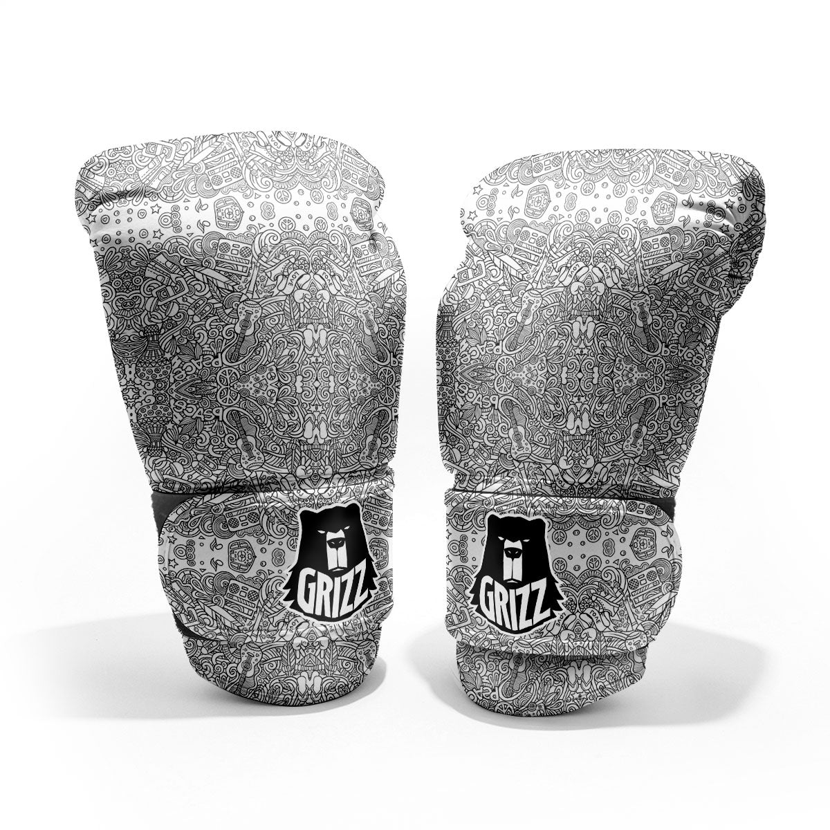 Hippie Graffiti Monochrome Print Pattern Pro Boxing Glove