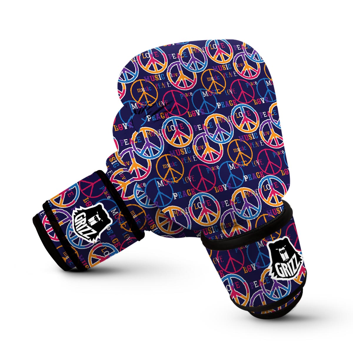 Hippie Music Van Peace Sign Pattern Print Boxing Gloves-grizzshop