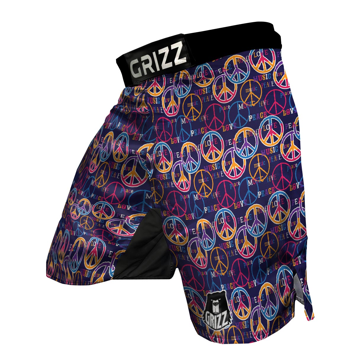 Hippie Music Van Peace Sign Pattern Print MMA Shorts-grizzshop