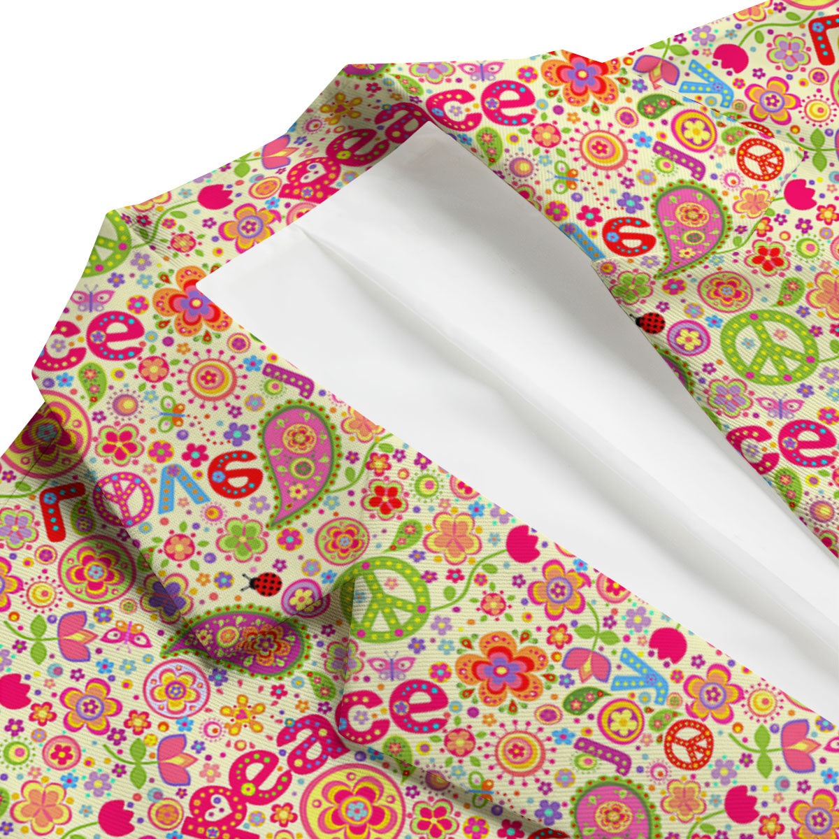 Hippie Peace Groovy Print Pattern Men's Blazer-grizzshop