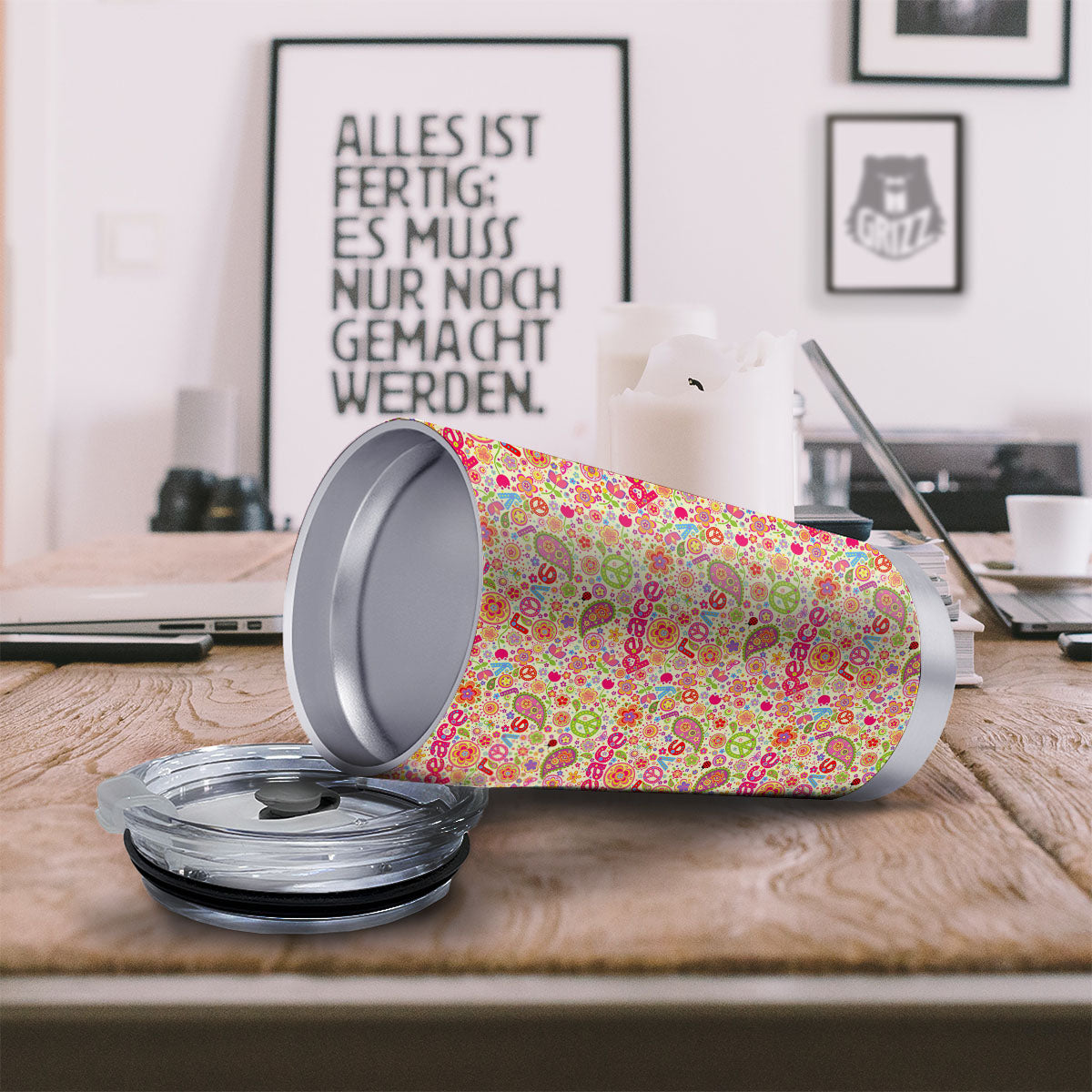 Hippie Peace Groovy Print Pattern Tumbler-grizzshop