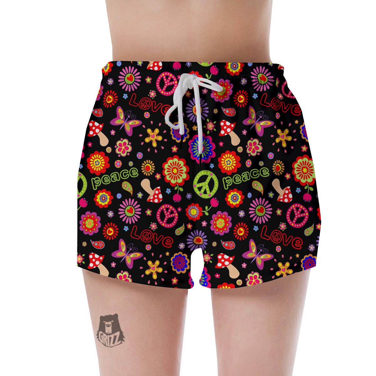 Hippie Peace Print Women's Shorts-grizzshop