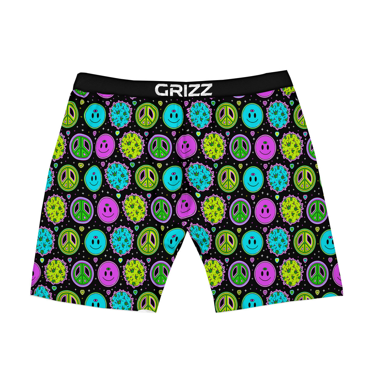 Hippie Peace Symbol And Weed Print Pattern Boxer Briefs-grizzshop