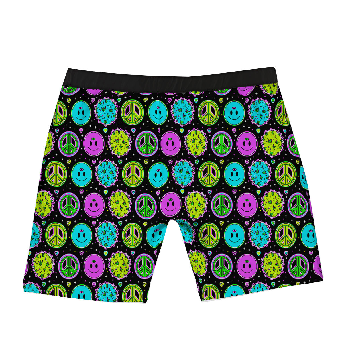 Hippie Peace Symbol And Weed Print Pattern Boxer Briefs-grizzshop