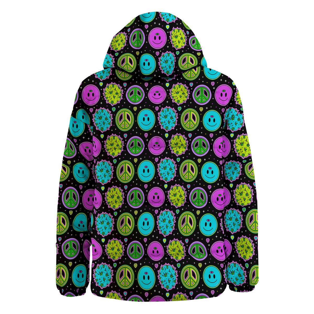 Hippie Peace Symbol And Weed Print Pattern Down Jacket-grizzshop