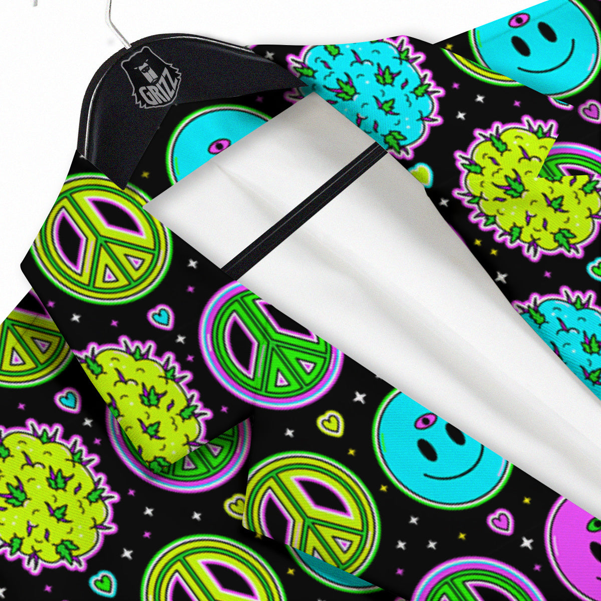 Hippie Peace Symbol And Weed Print Pattern Men's Sport Coat-grizzshop