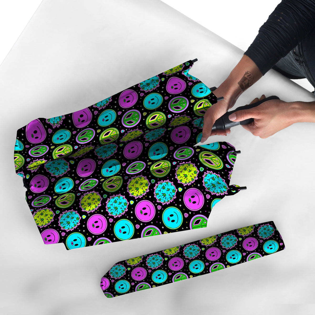 Hippie Peace Symbol And Weed Print Pattern Umbrella-grizzshop
