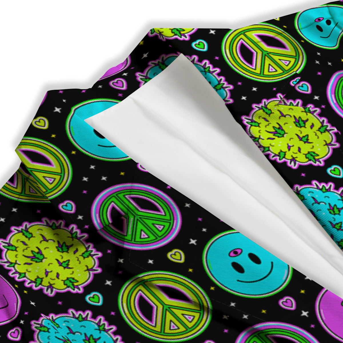 Hippie Peace Symbol And Weed Print Pattern Women's Blazer-grizzshop