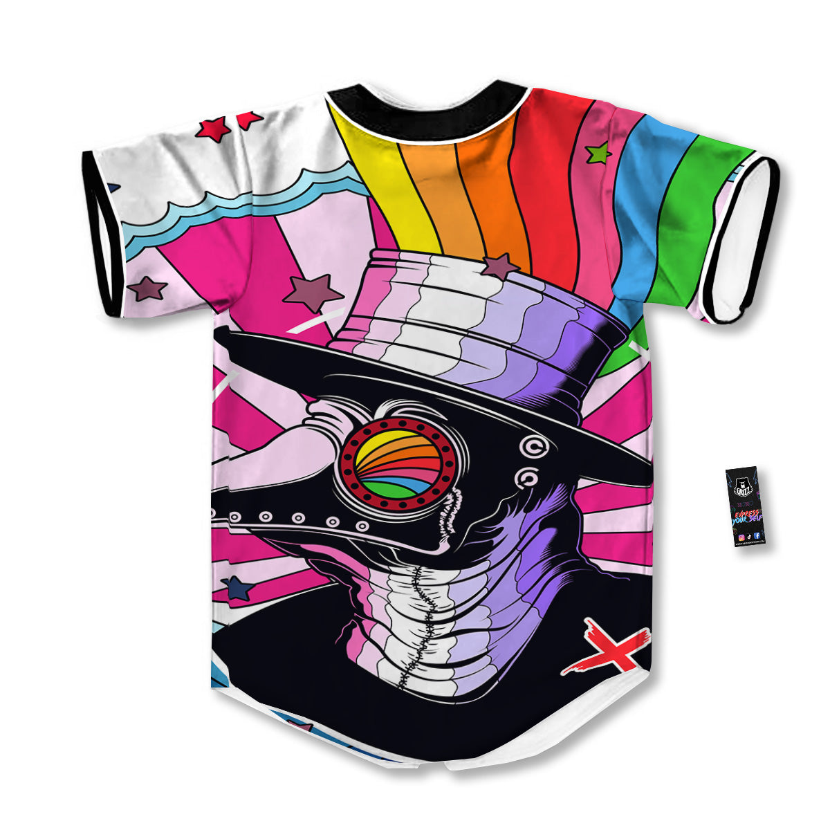 Hippie Plague Doctor Colorful Print Baseball Jersey-grizzshop