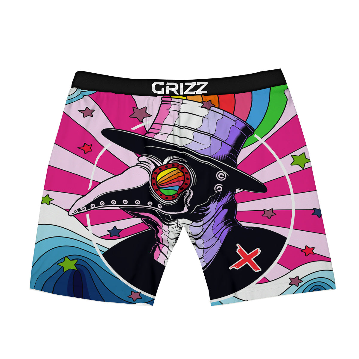 Hippie Plague Doctor Colorful Print Boxer Briefs-grizzshop