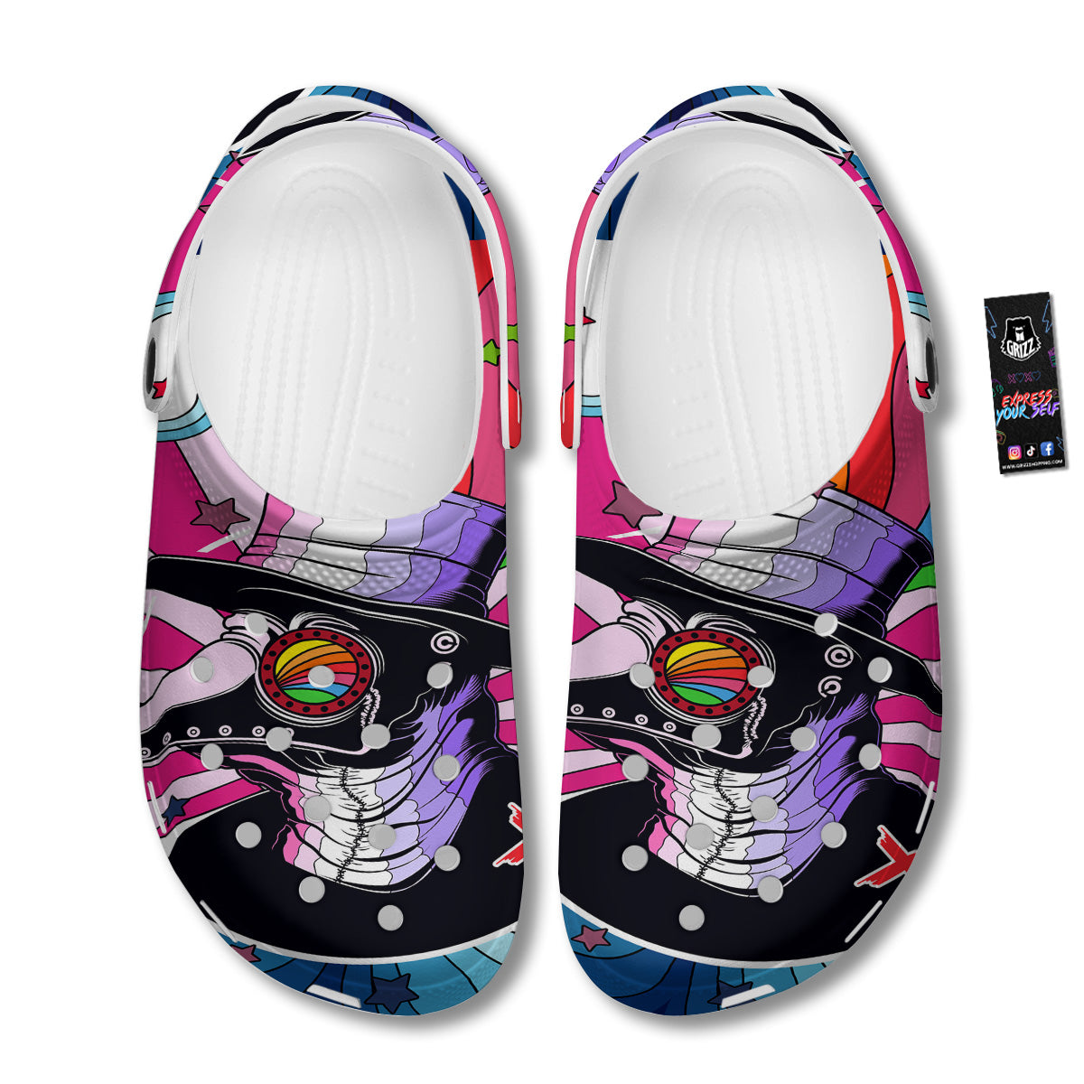 Hippie Plague Doctor Colorful Print Clog-grizzshop