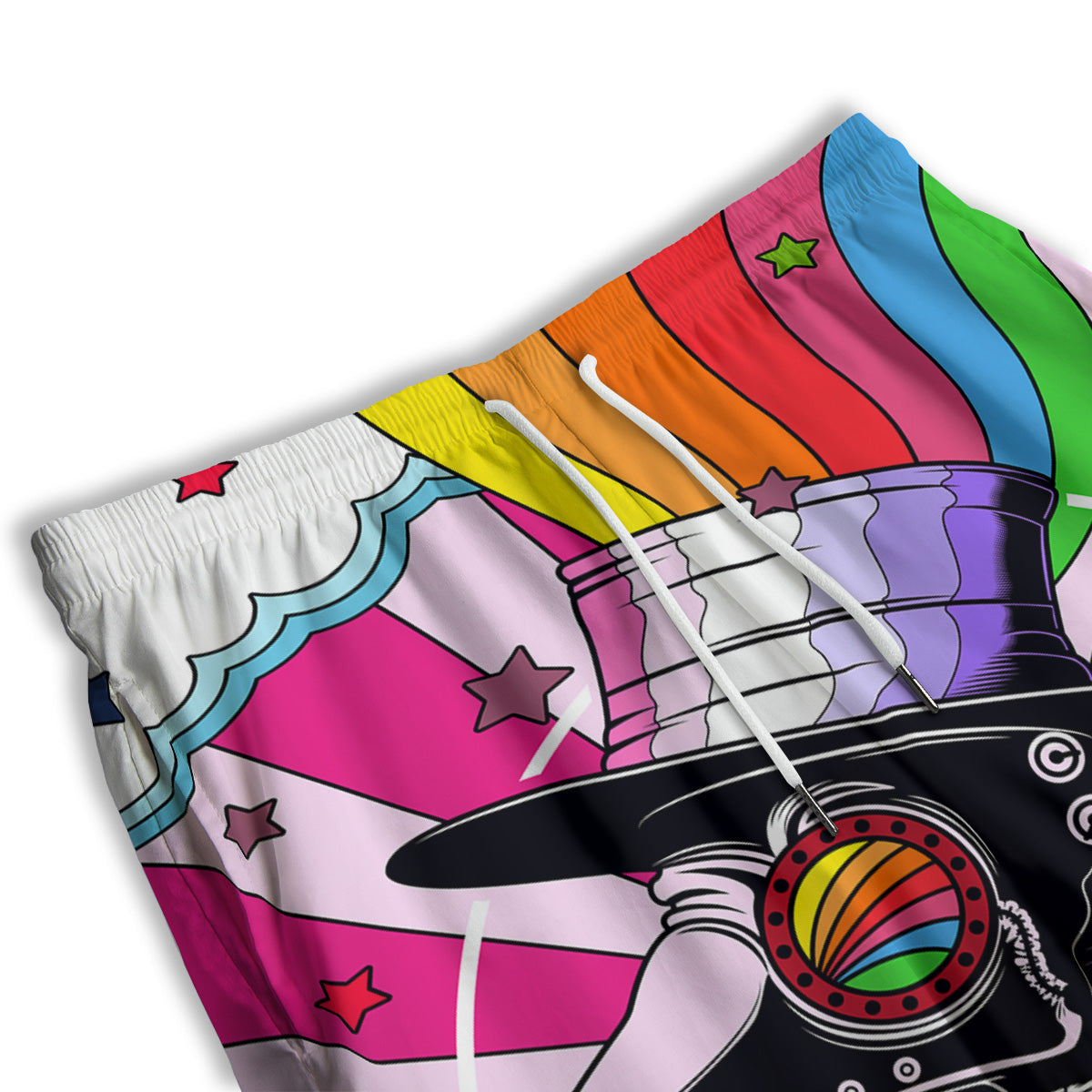 Hippie Plague Doctor Colorful Print Men's Athletic Shorts