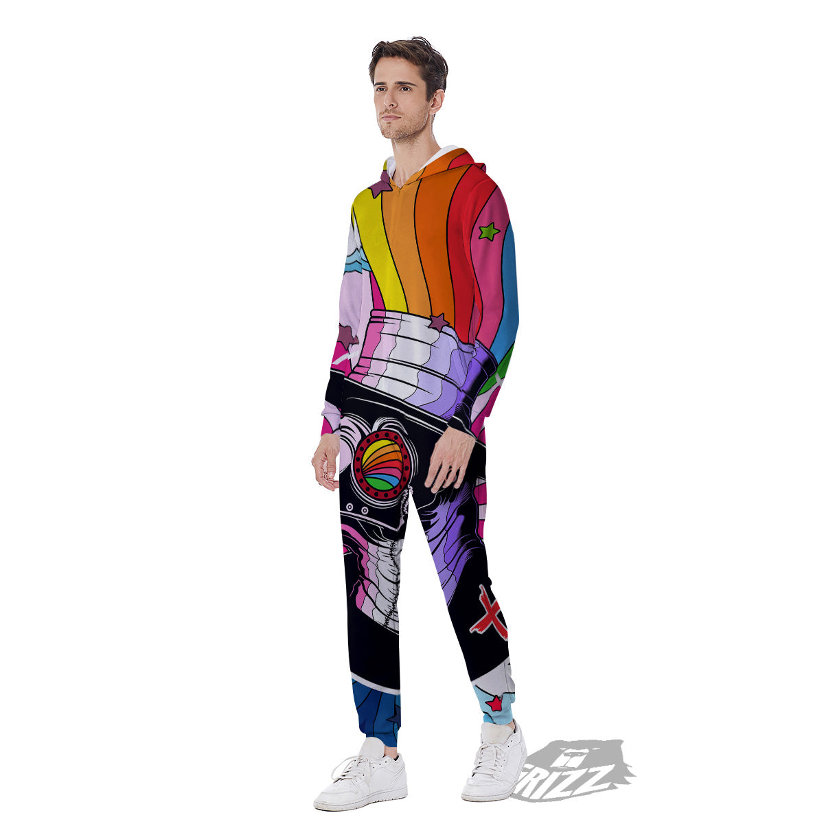 Hippie Plague Doctor Colorful Print Men's Jumpsuit-grizzshop