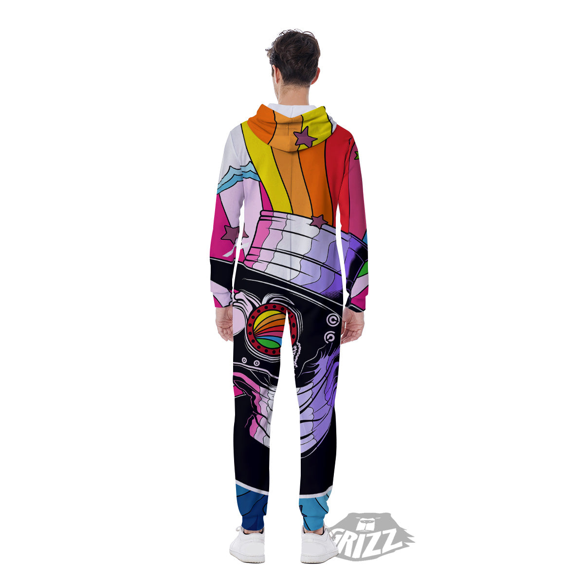 Hippie Plague Doctor Colorful Print Men's Jumpsuit-grizzshop