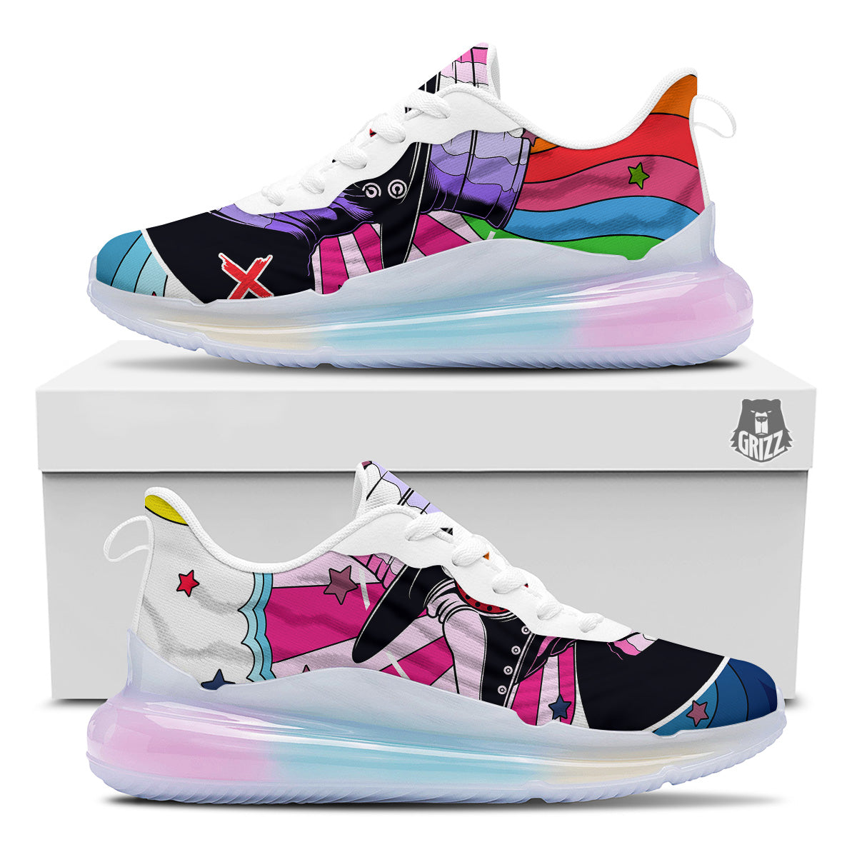 Hippie Plague Doctor Colorful Print Running Sneakers-grizzshop