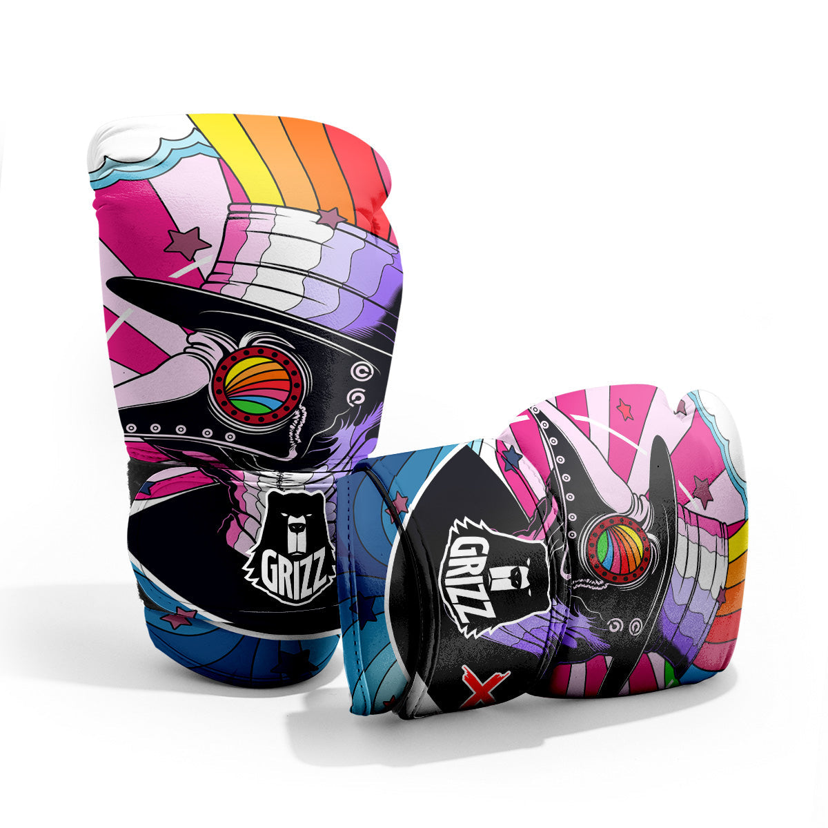 Hippie Plague Doctor Colorful Print Pro Boxing Glove