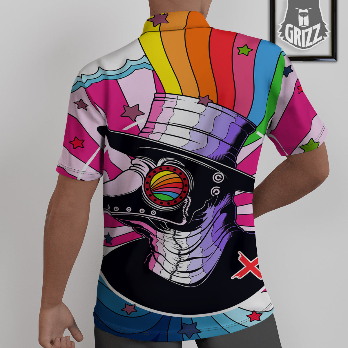 Hippie Plague Doctor Colorful Print Untucked Shirts-grizzshop
