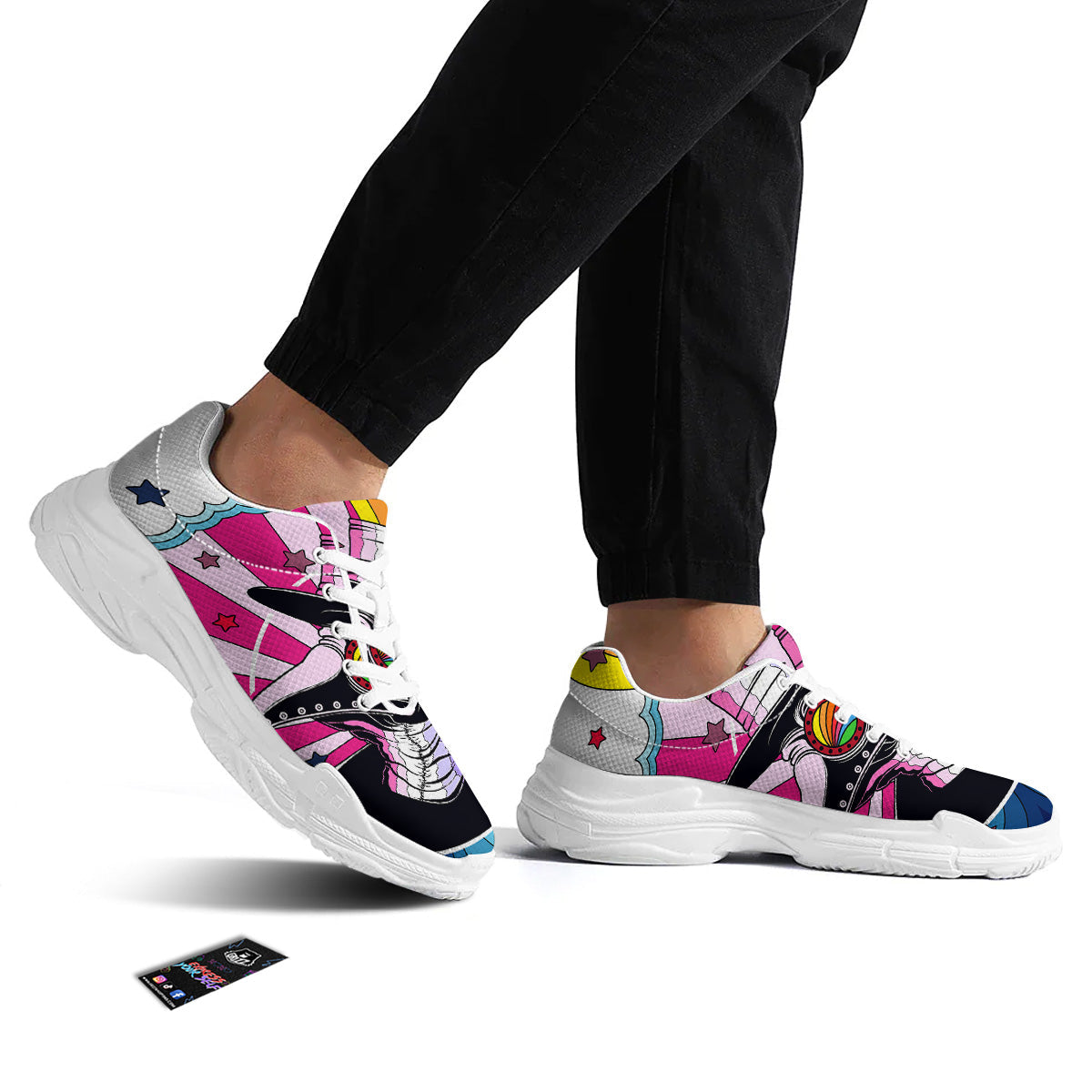 Hippie Plague Doctor Colorful Print White Chunky Shoes-grizzshop