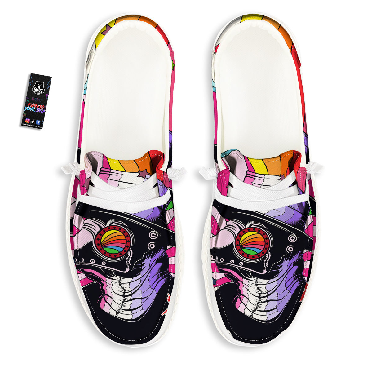Hippie Plague Doctor Colorful Print White Loafers-grizzshop