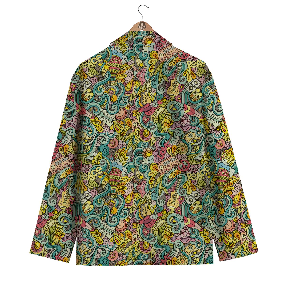 Hippie Psychedelic Van Peace Sign Pattern Print Men's Blazer-grizzshop