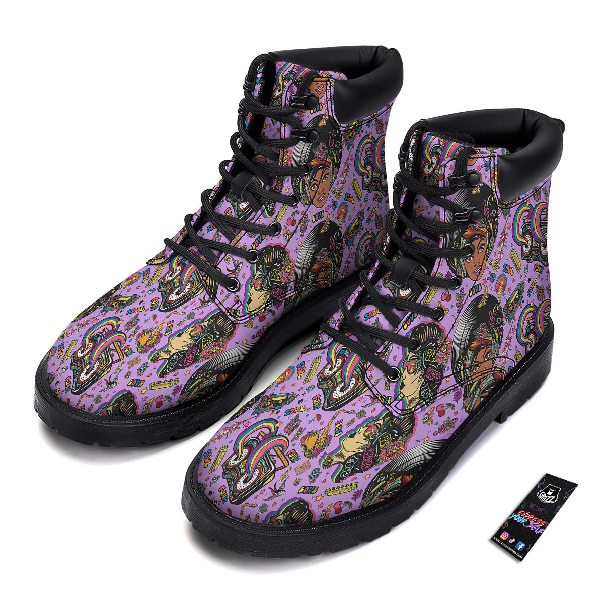 Hippie Retro Funky Women Print Pattern Boots-grizzshop