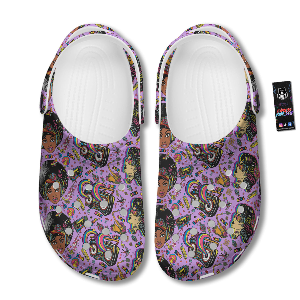 Hippie Retro Funky Women Print Pattern Clog-grizzshop