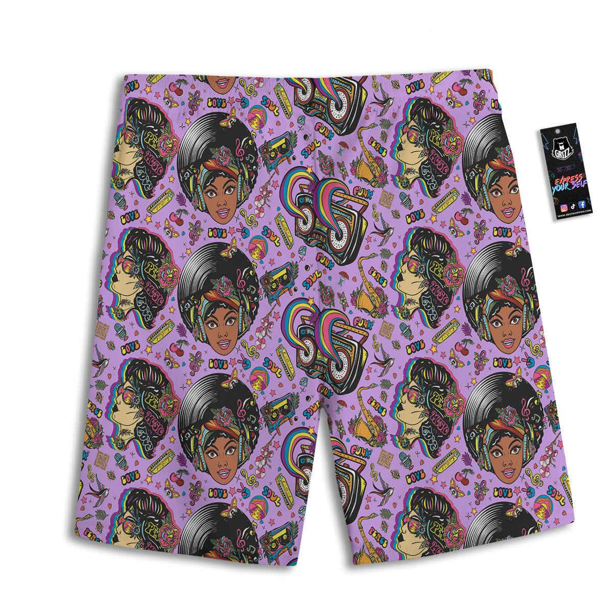 Hippie Retro Funky Women Print Pattern Men's Athletic Shorts