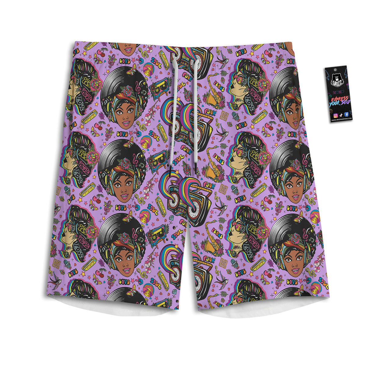 Hippie Retro Funky Women Print Pattern Men's Athletic Shorts