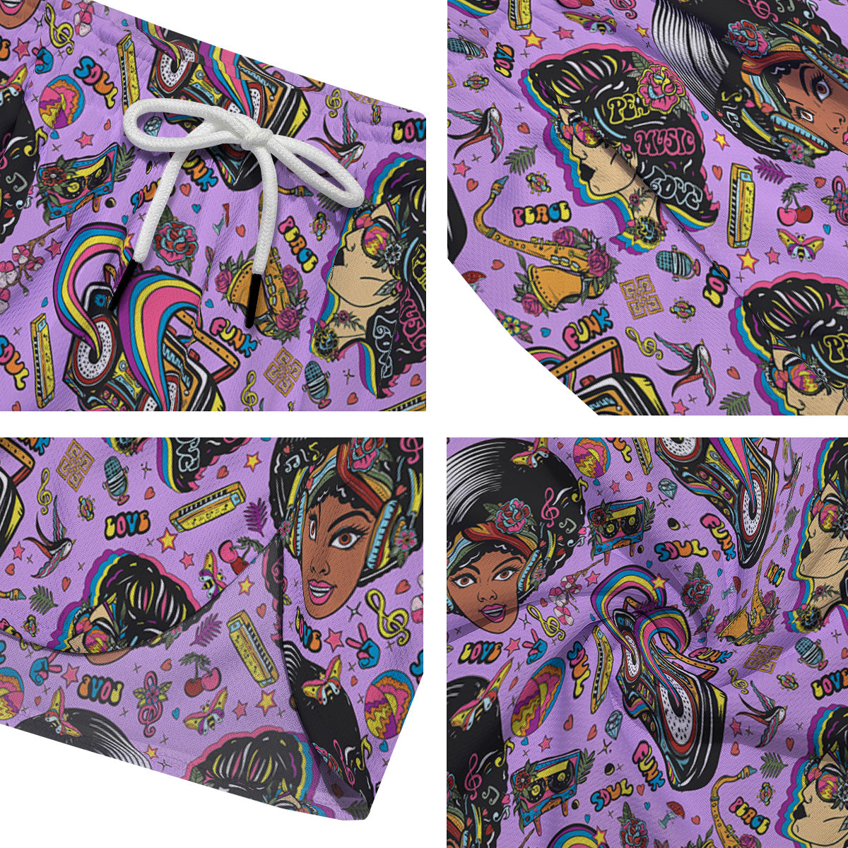 Hippie Retro Funky Women Print Pattern Men's Running Shorts-grizzshop