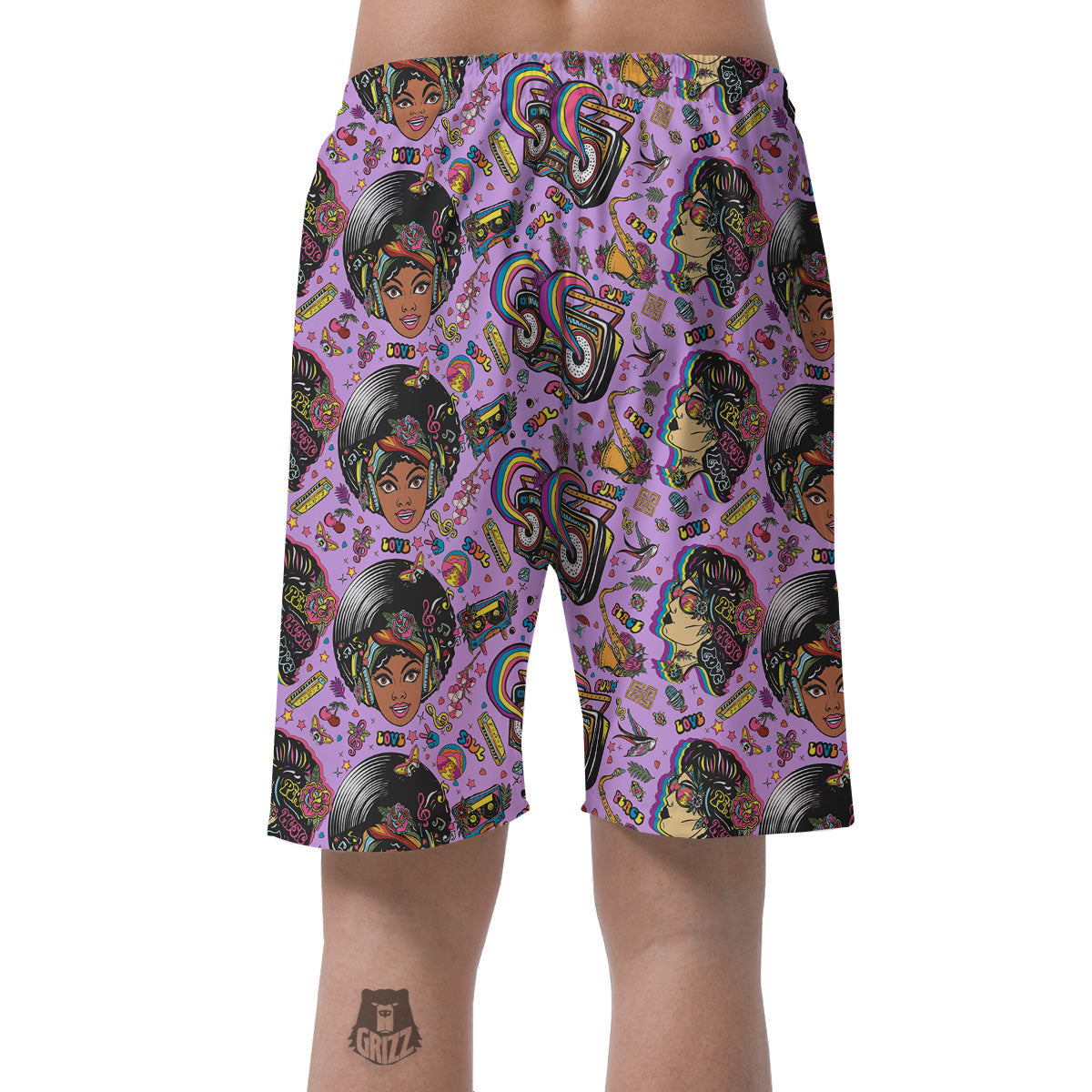Hippie Retro Funky Women Print Pattern Men's Shorts-grizzshop