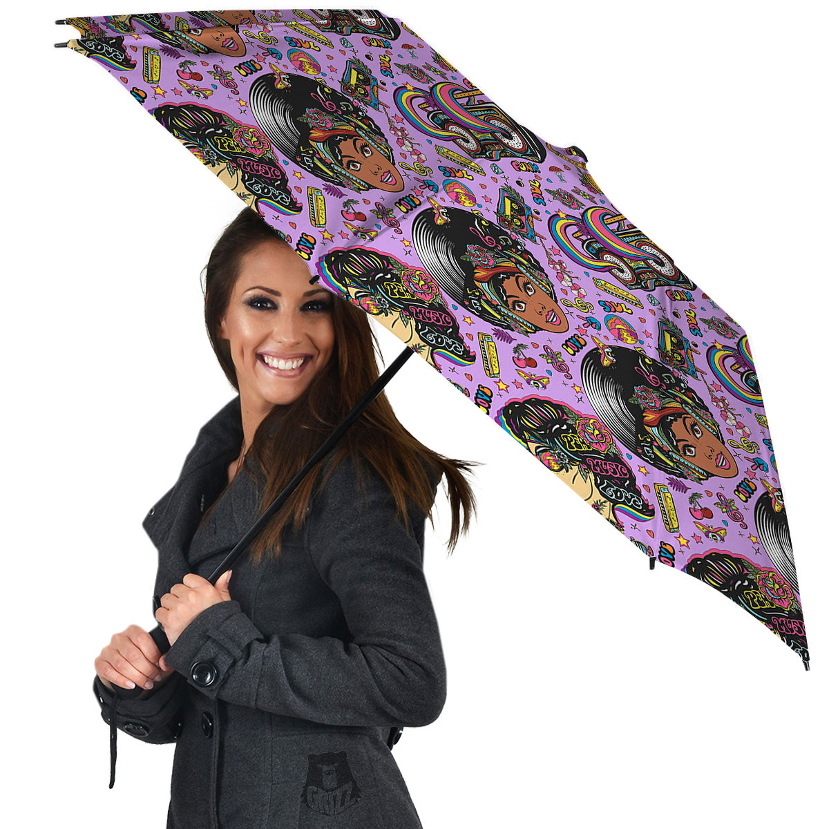 Hippie Retro Funky Women Print Pattern Umbrella-grizzshop