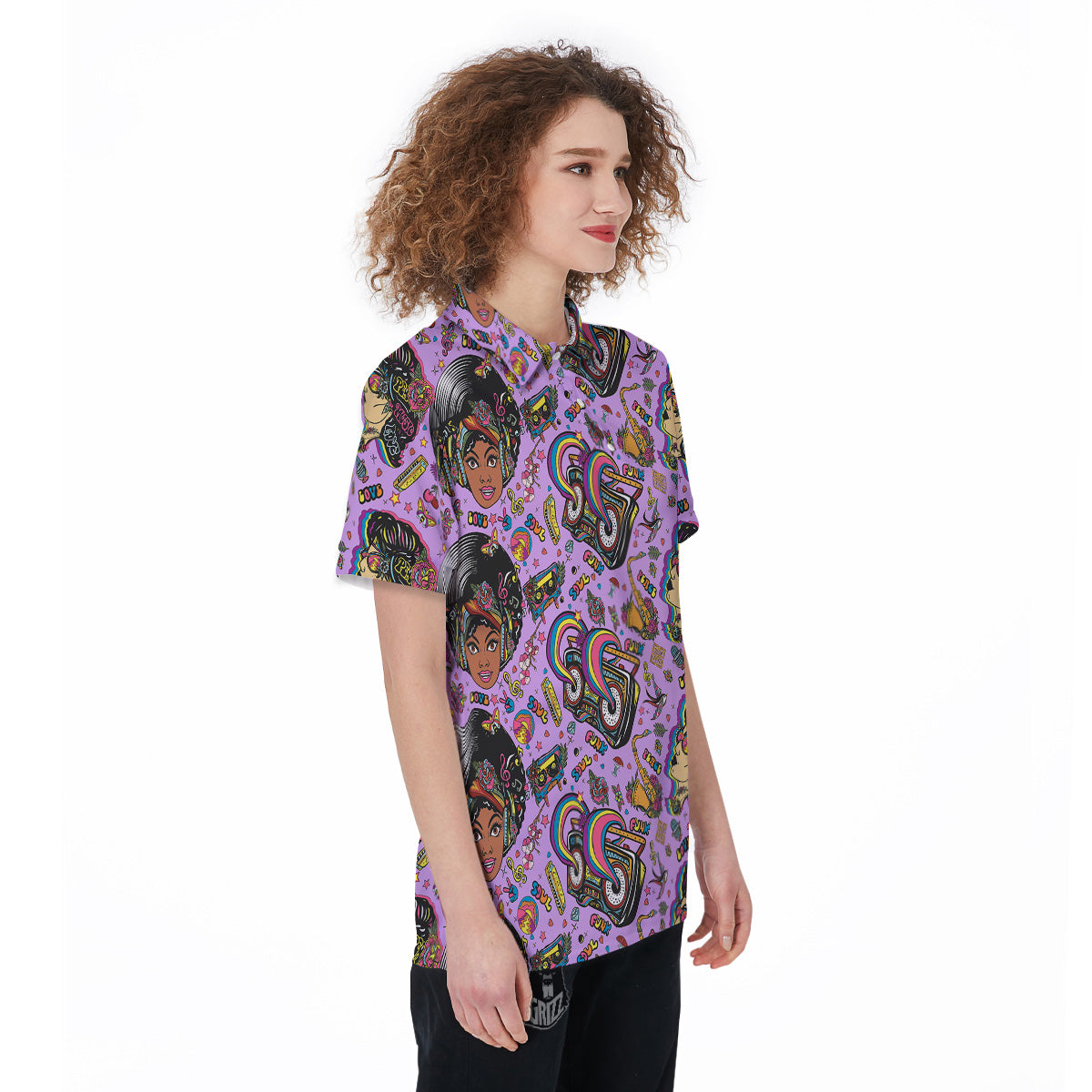 Hippie Retro Funky Women Print Pattern Women's Golf Shirts-grizzshop