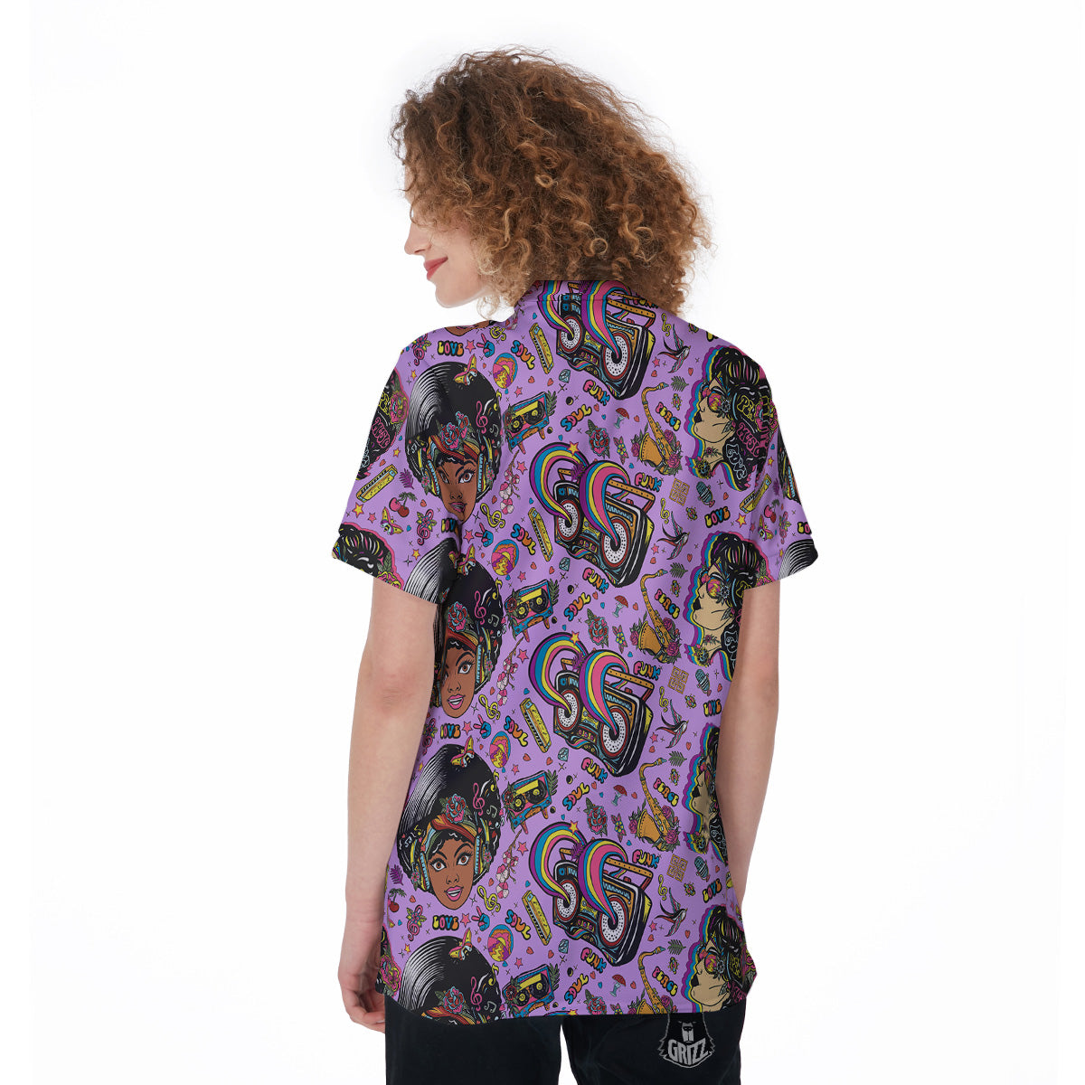 Hippie Retro Funky Women Print Pattern Women's Golf Shirts-grizzshop