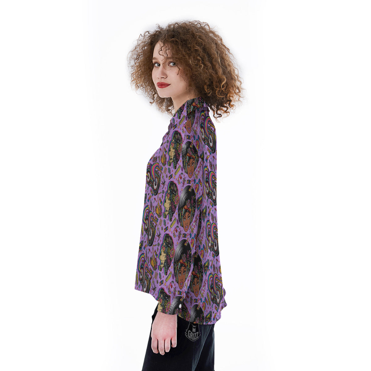Hippie Retro Funky Women Print Pattern Women's Long Sleeve Shirts-grizzshop