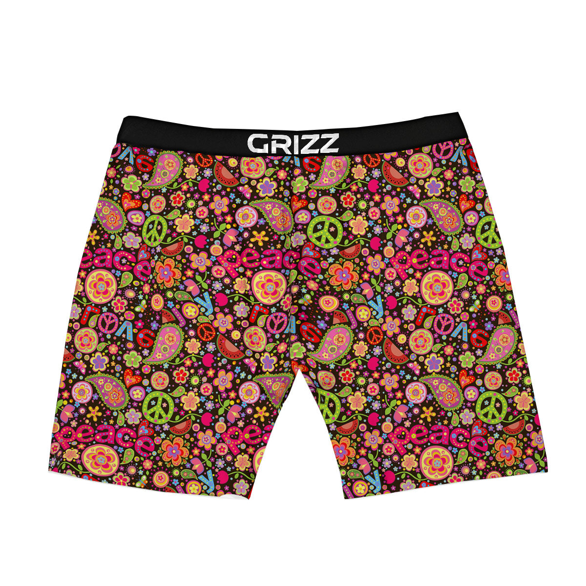 Hippie Sign Peace Flower Print Pattern Boxer Briefs-grizzshop