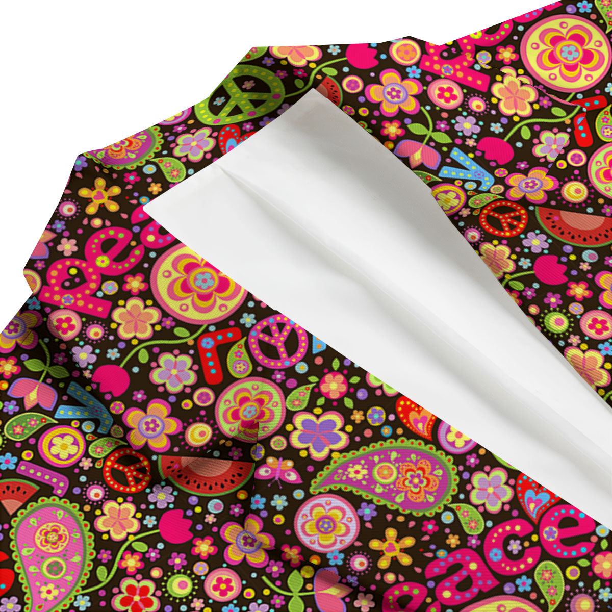Hippie Sign Peace Flower Print Pattern Men's Blazer-grizzshop