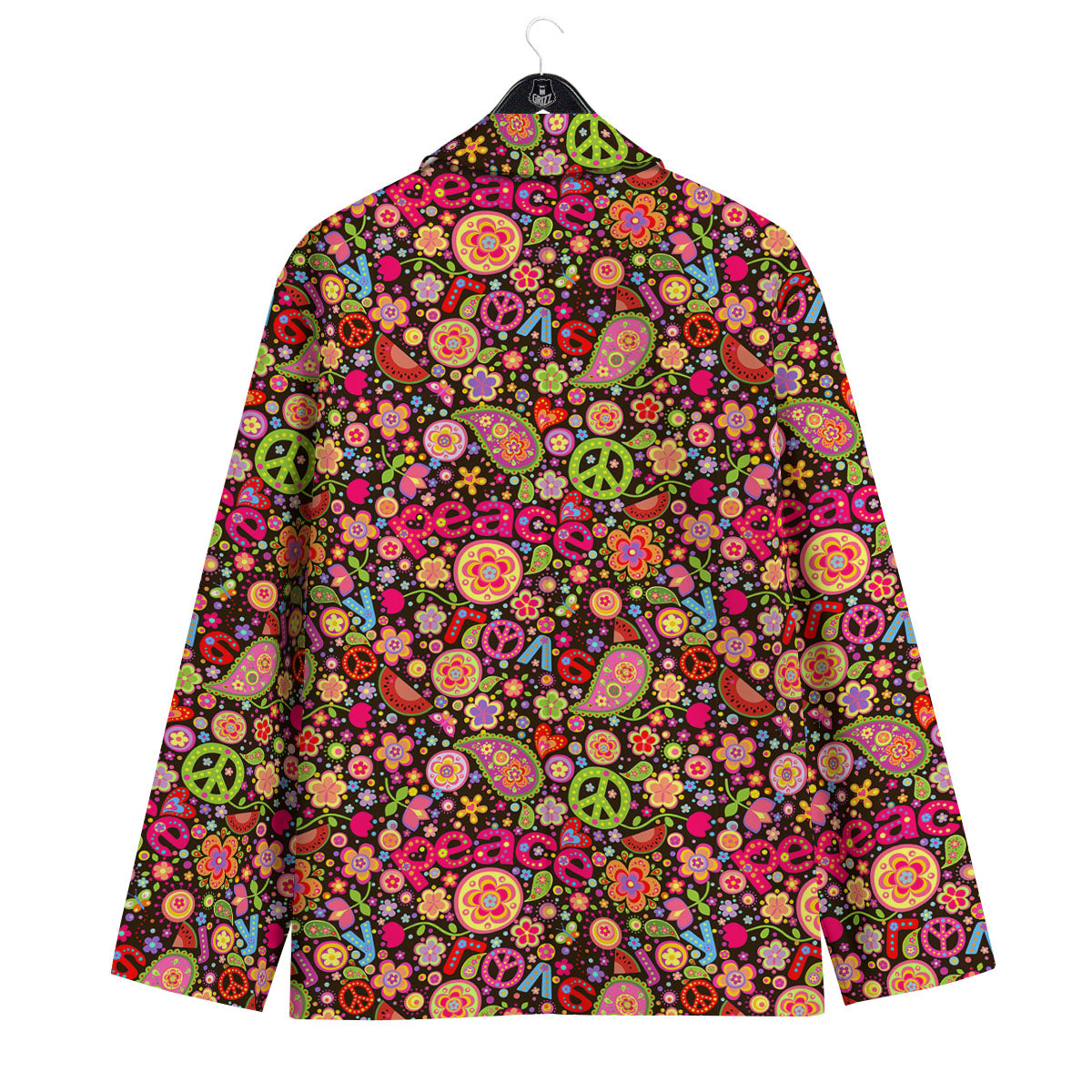 Hippie Sign Peace Flower Print Pattern Men's Sport Coat-grizzshop
