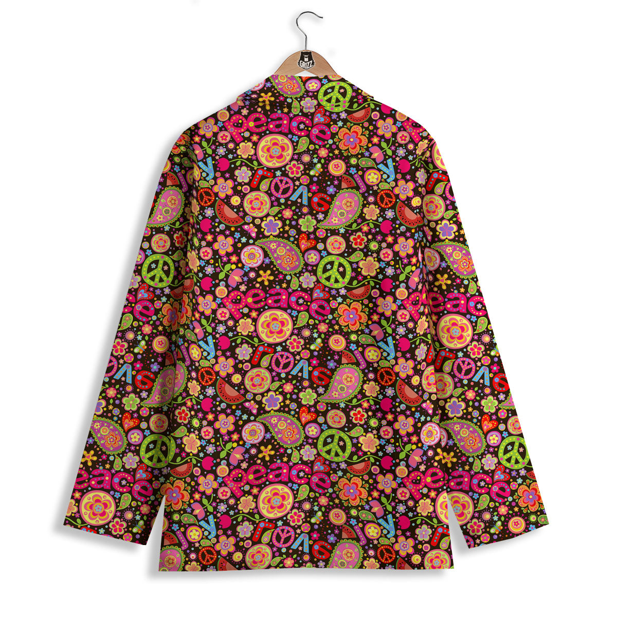 Hippie Sign Peace Flower Print Pattern Women's Blazer-grizzshop