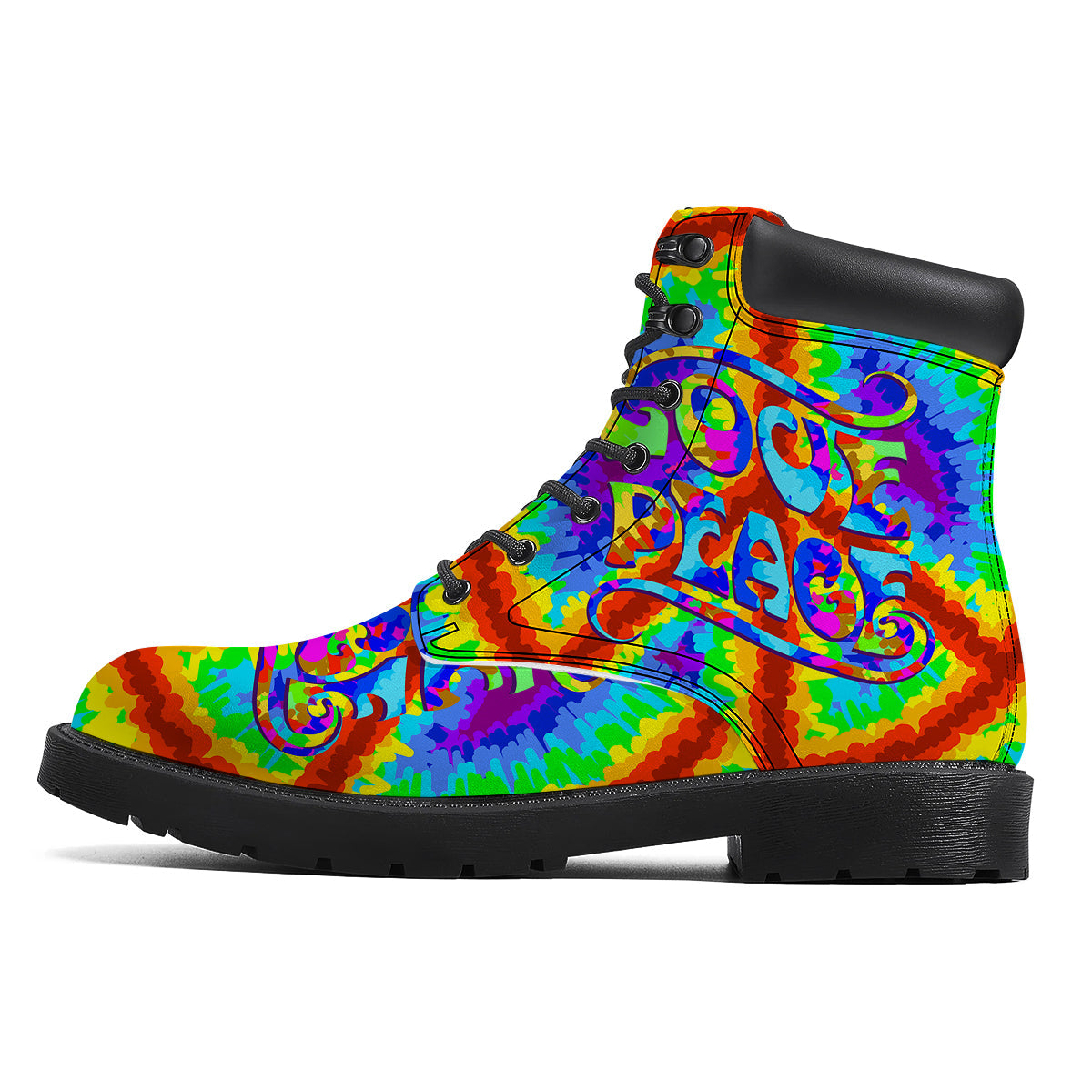 Hippie Symbol Colorful Abstract Print Boots-grizzshop