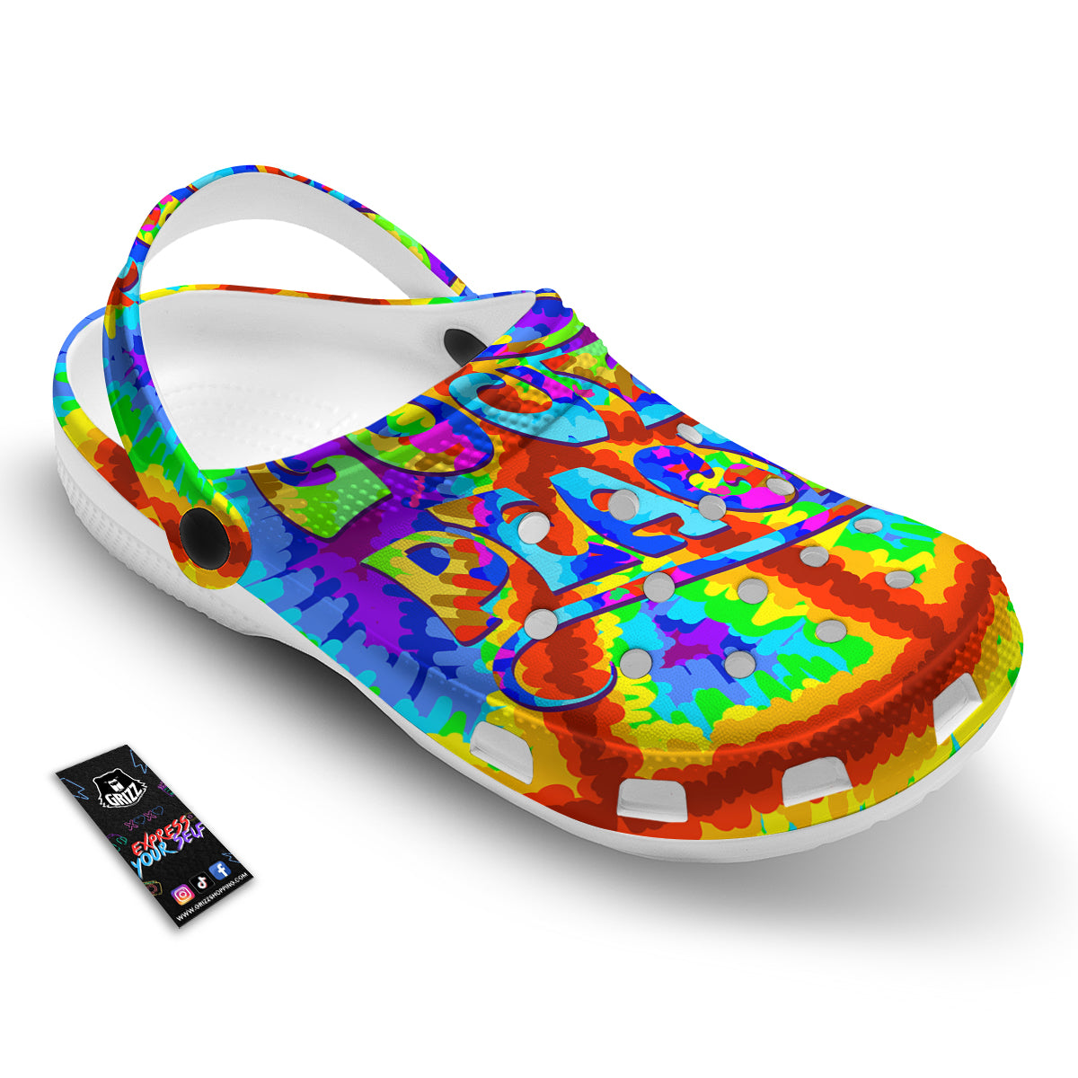 Hippie Symbol Colorful Abstract Print Clog-grizzshop