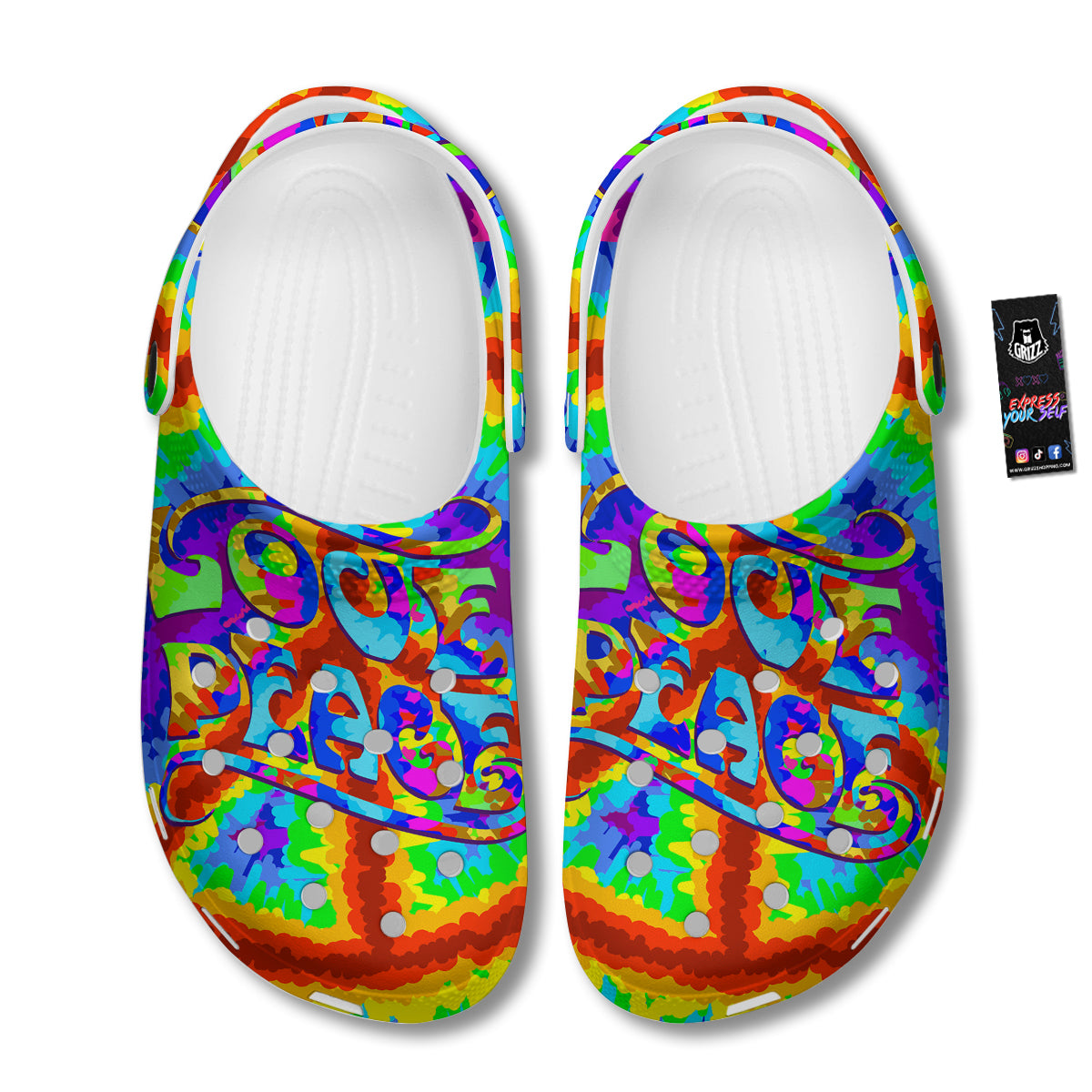 Hippie Symbol Colorful Abstract Print Clog-grizzshop