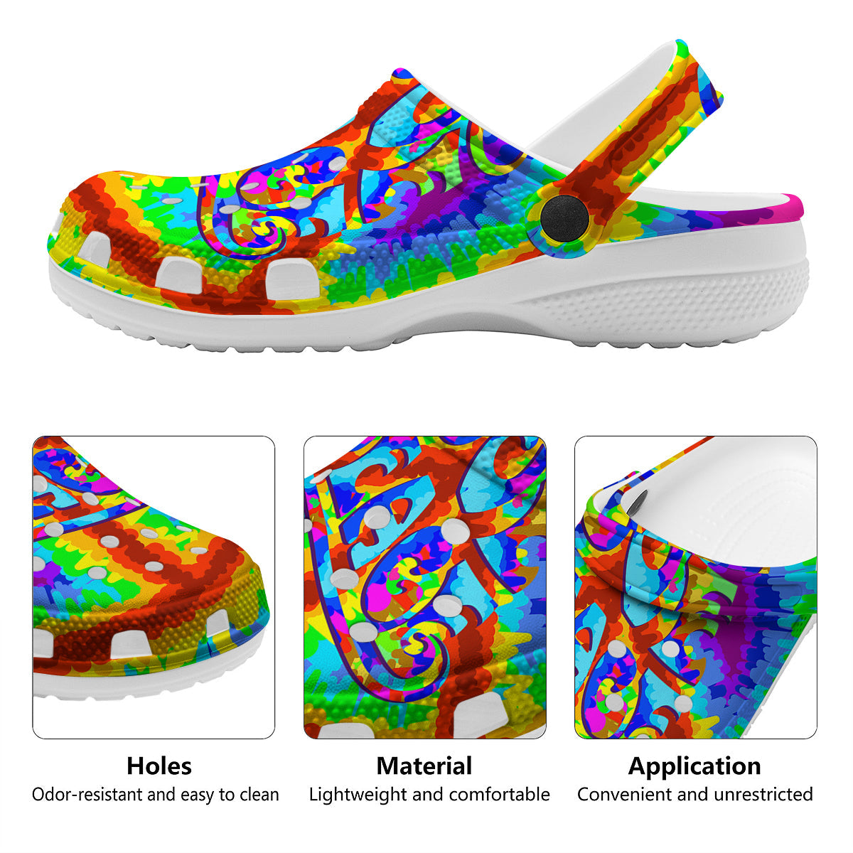 Hippie Symbol Colorful Abstract Print Clog-grizzshop