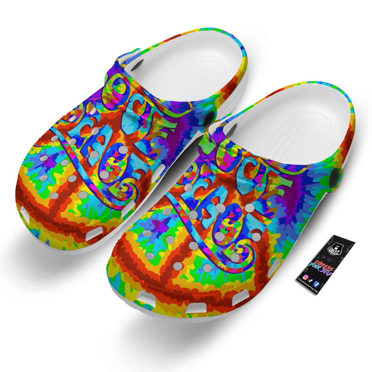 Hippie Symbol Colorful Abstract Print Clog-grizzshop