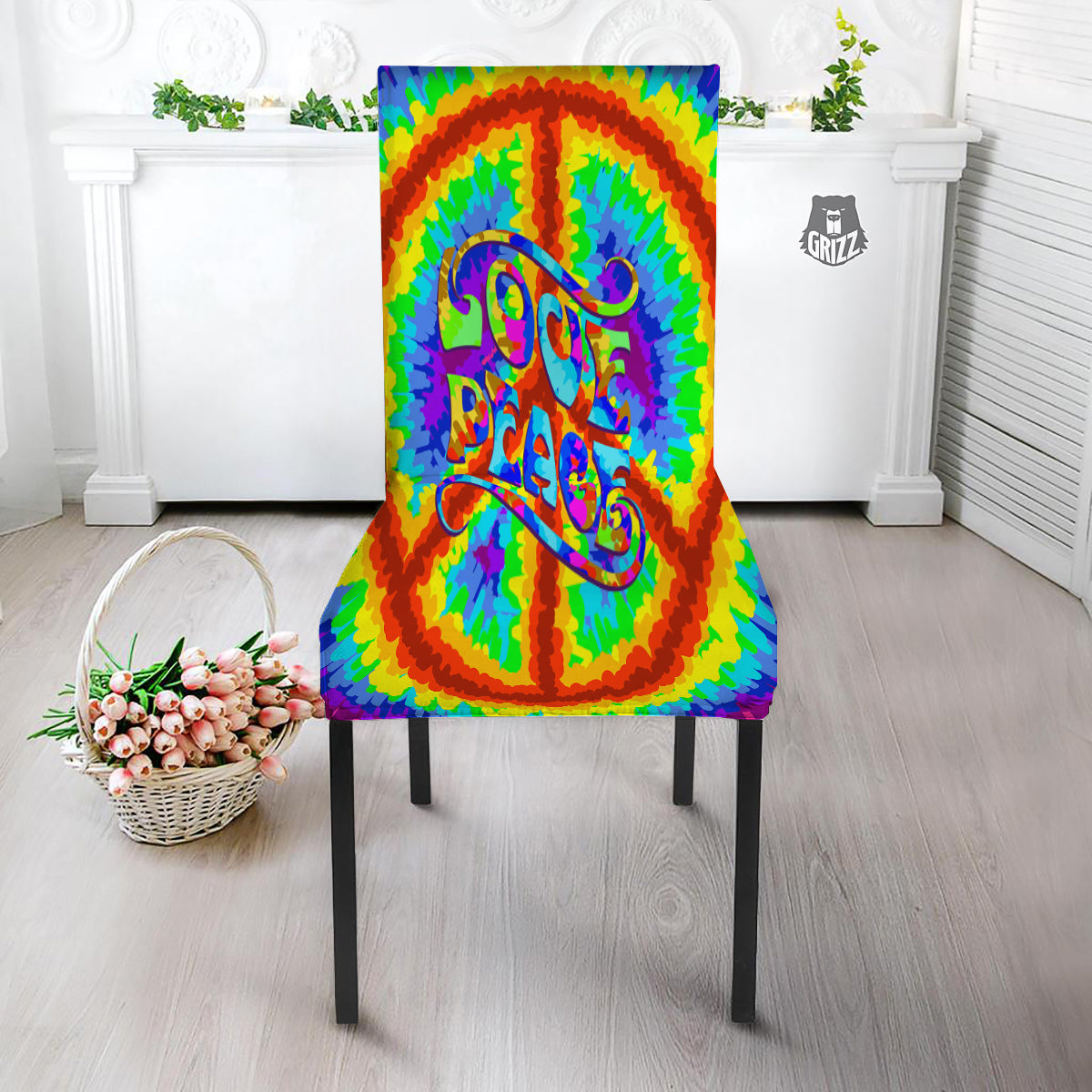 Hippie Symbol Colorful Abstract Print Dining Chair Slipcover-grizzshop