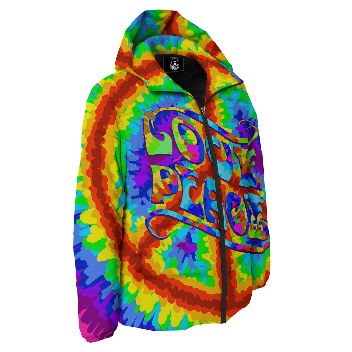 Hippie Symbol Colorful Abstract Print Down Jacket-grizzshop